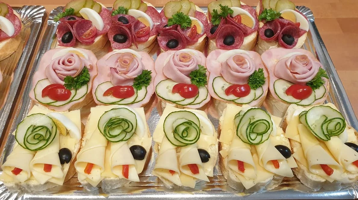 Platter of decorated open sandwiches